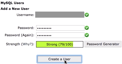 MySQL database new user