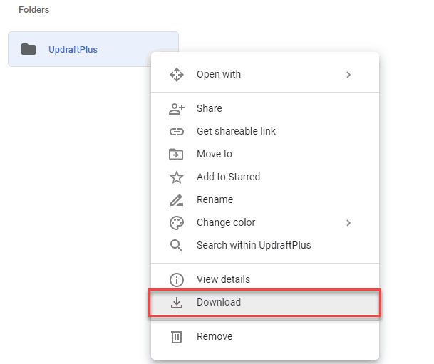 downloading backup files from google drive