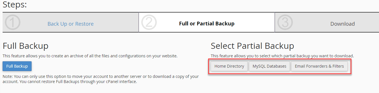 full or partial backup