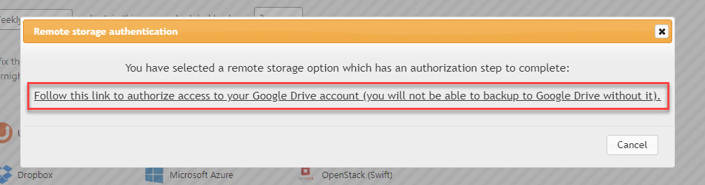 google drive authentiate with updraft