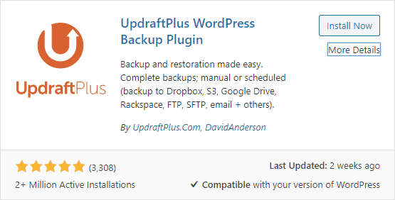 installing & activating updraftplus for creating a backup of your website