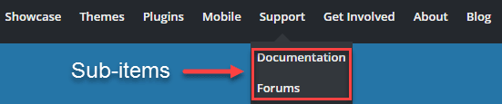 navigation bar sub item example