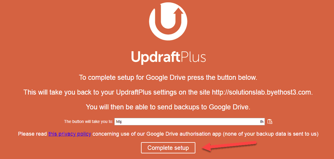 updraftplus complete setup with google