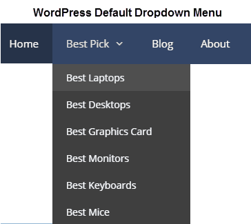 wordpress default dropdown menu example