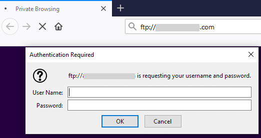 using ftp via browser