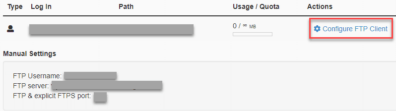 getting FTP account information from cPanel