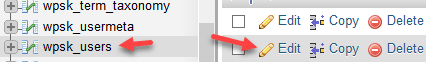 edit wp_users in database
